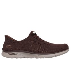 Skechers let slip model med pyntesnre 100732 - mrkebrun