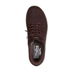 Skechers let slip model med pyntesnre 100732 - mrkebrun