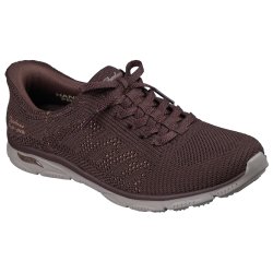 Skechers let slip model med pyntesnre 100732 - mrkebrun