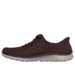 Skechers let slip model med pyntesnre 100732 - mrkebrun