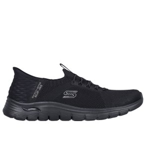 Skechers let hyttesko med Arch fit, slip in og udtagelige sler 104379 - sort