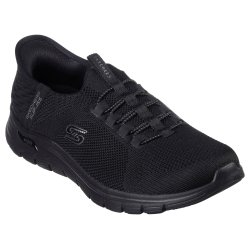 Skechers let hyttesko med Arch fit, slip in og udtagelige sler 104379 - sort