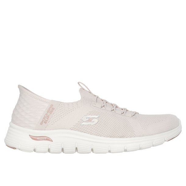 Skechers let hyttesko med Arch fit, slip in og udtagelige sler 104379 - ivory