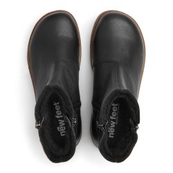 New Feet stvlet i glat skind med dobbelt lynls 192-81-110 M, velegnet til indlg - sort