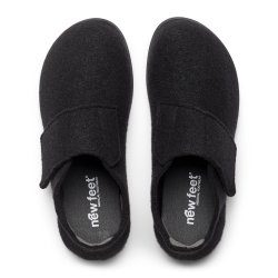 New Feet hjemmesko med h�j bagkappe til den brede fod, velegnet til indl�g 252-25 - sort