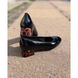 Ara pump Graz, vidde H 20418 - sort lak med leopard