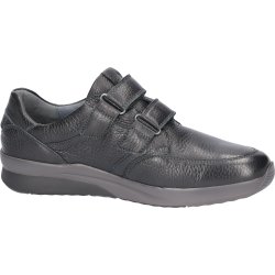 Waldlufer sko med velcro i bldt hjorteskind til den brede fod, velegnet til indlg, Fabian - sort