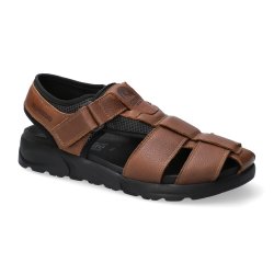 Mephisto herresandal med lukket t og god opbygning, Toren - mrk cognac