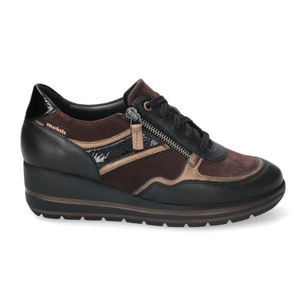 Mephisto mobils rummelig sko velegnet til indl�g, kileh�l, April - sort/bordeaux