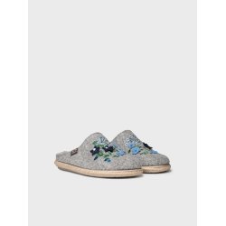 Toni Pons slippers uldfilt med broderi, Deli - lysegr�