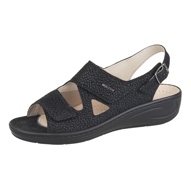 Fidelio sandal 434014, velegnet til den smallere fod, udtagelige indlg - sort