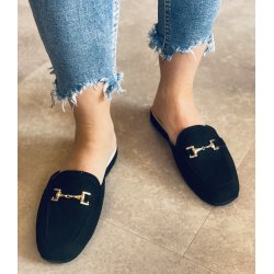 Dame hjemmesko,  slipper  Creazioni 412 med ruskindssler - sort med bidsel