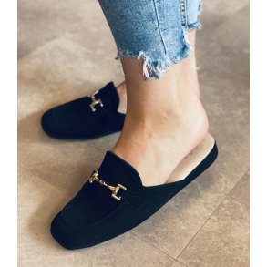 Dame hjemmesko,  slipper  Creazioni 412 med ruskindssler - sort med bidsel