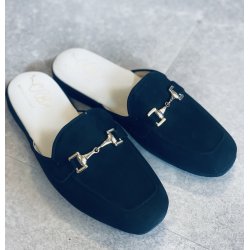 Dame hjemmesko,  slipper  Creazioni 412 med ruskindssler - sort med bidsel