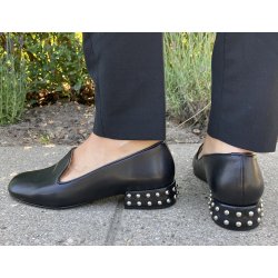 Audley damesko med h�l, l�ders�ler i bl�dt skind 22644 - sort