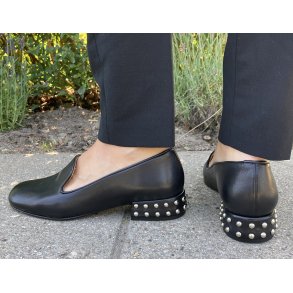 Audley damesko med hl, ldersler i bldt skind 22644 - sort