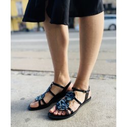 Audley damesandal med ldersl - sort/bl