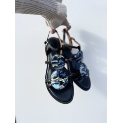 Audley damesandal med ldersl - sort/bl