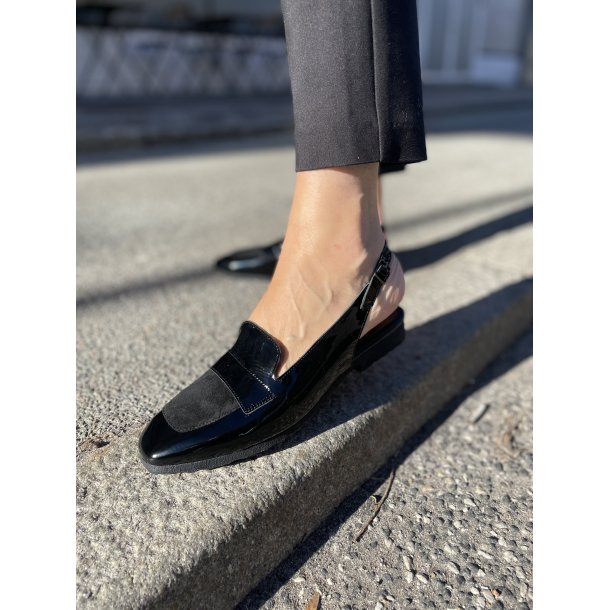 Arche Sadmir loafer med slingback - sort lak