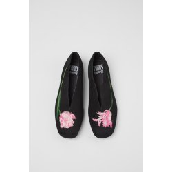 Camper Casi Myra let ballerina - sort med blomst
