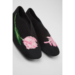 Camper Casi Myra let ballerina - sort med blomst