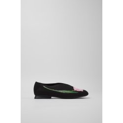 Camper Casi Myra let ballerina - sort med blomst