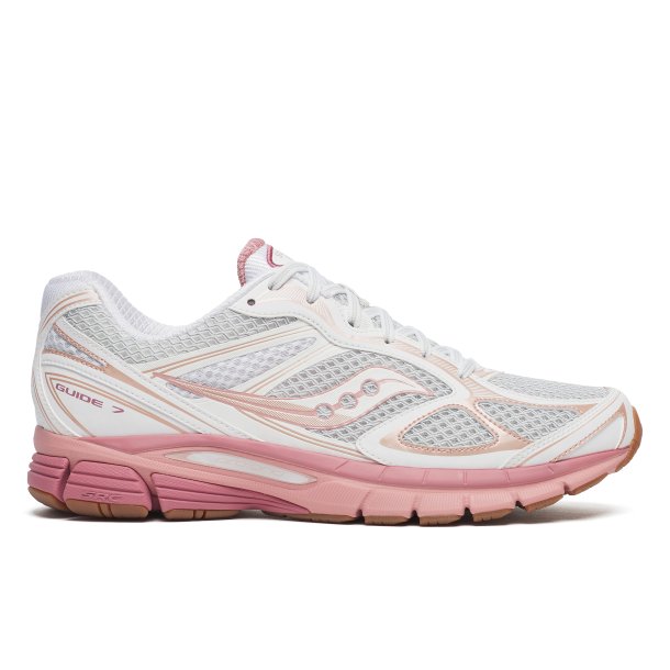 Saucony Guide 7 l�besko velegnet til velegnet til indl�g - hvid med rosa