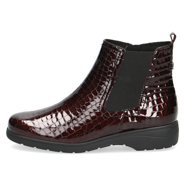 Caprice damestøvle i krokolak med ekstra vidde og velegnet til indlæg 25355 - Bordeaux