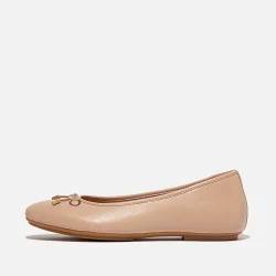 Fit Flop Delicato bow Ballerina i bldt skind - beige