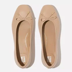Fit Flop Delicato bow Ballerina i bldt skind - beige