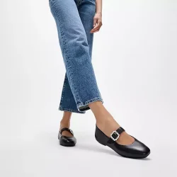 Fit Flop Delicato Ballerina remsko i bldt skind - sort