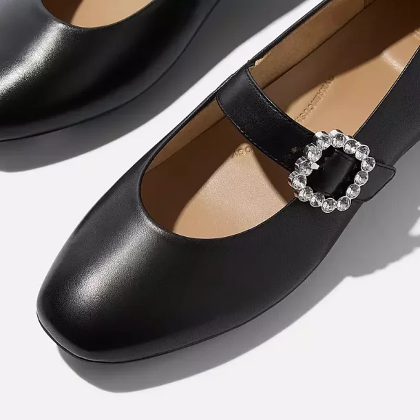 Fit Flop Delicato Ballerina remsko i bldt skind - sort