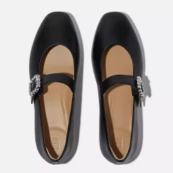 Fit Flop Delicato Ballerina remsko i bldt skind - sort