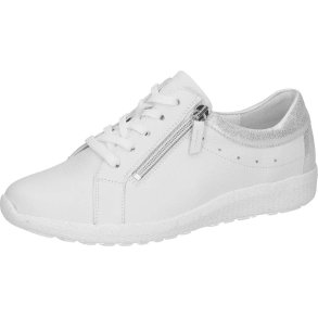 Waldlufer damesko i skind med ekstra vidde og velegnet til indlg K-Ira - Hvid med slv